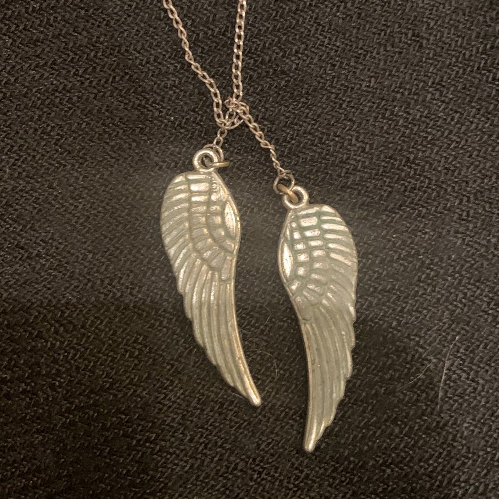 Angel Wings Entwined Silver Necklace